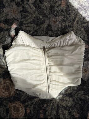 White Ruched Strapless Bustier Corset